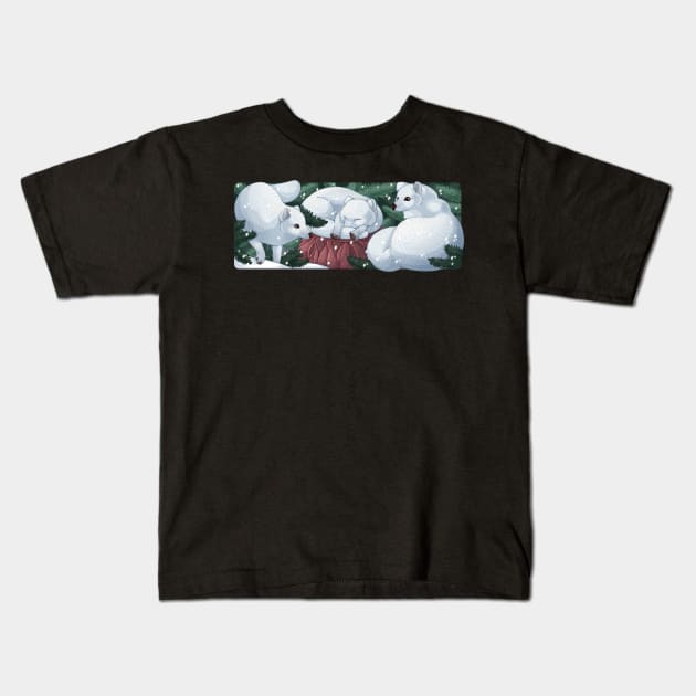 Arctic foxes Kids T-Shirt by NatureDrawing